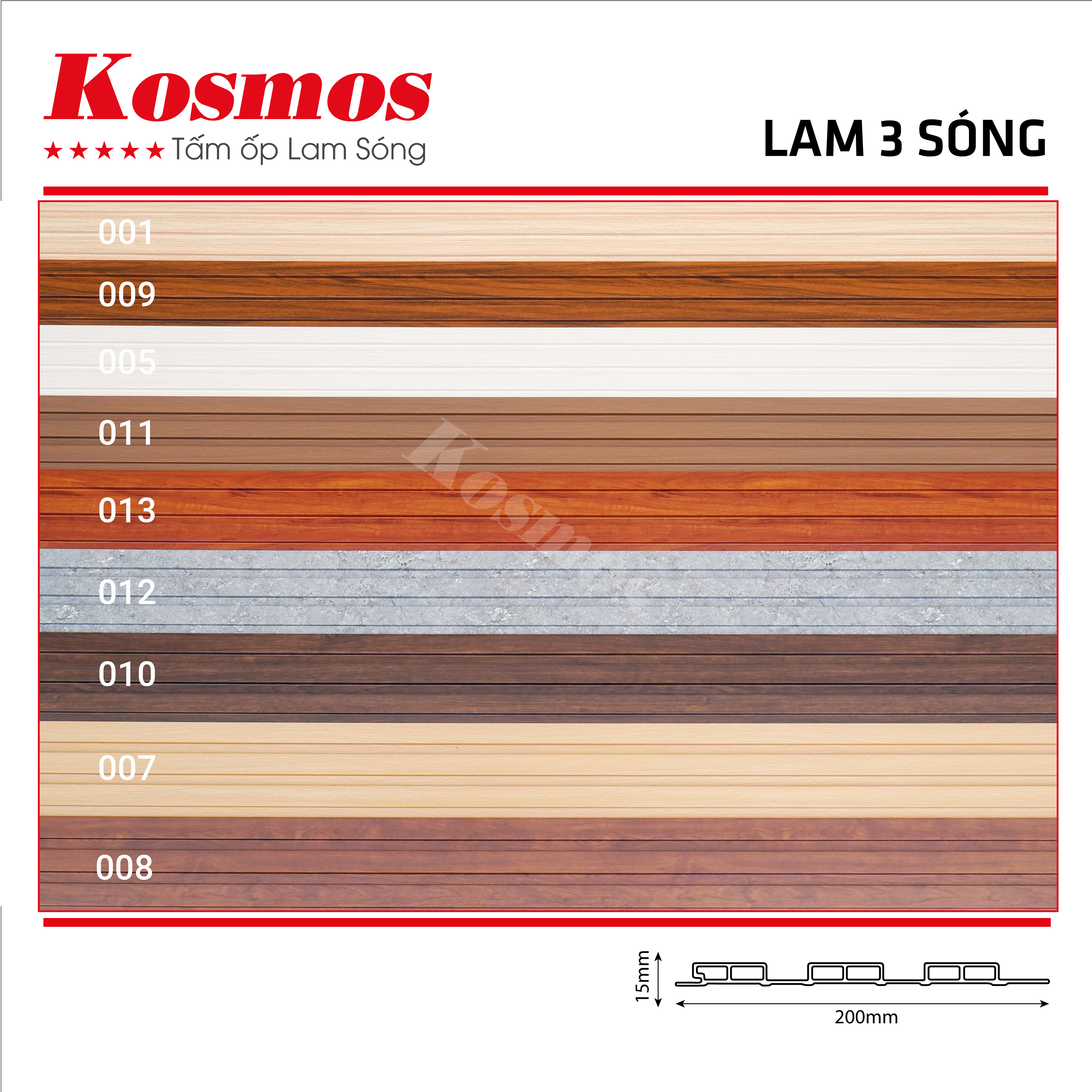 Thanh lam 3 sóng nhựa kosmos kho bình dương