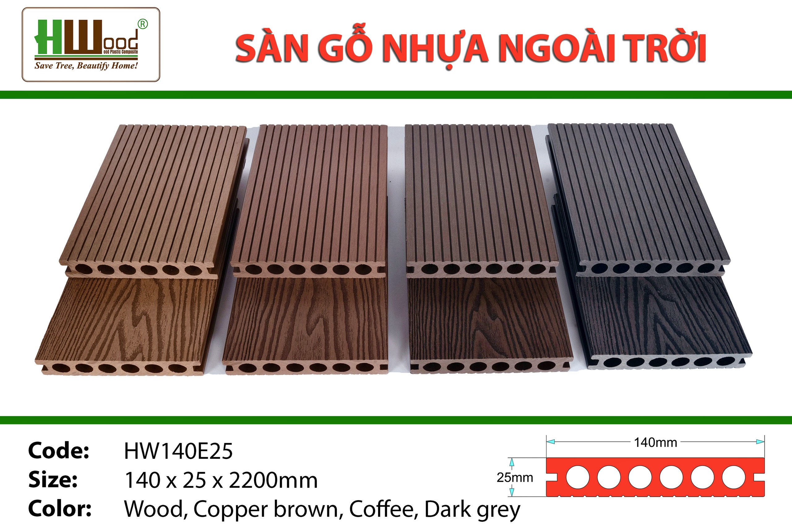 Kho nhựa ốp tường ốp trần ngoài trời Hwood Bình Dương
