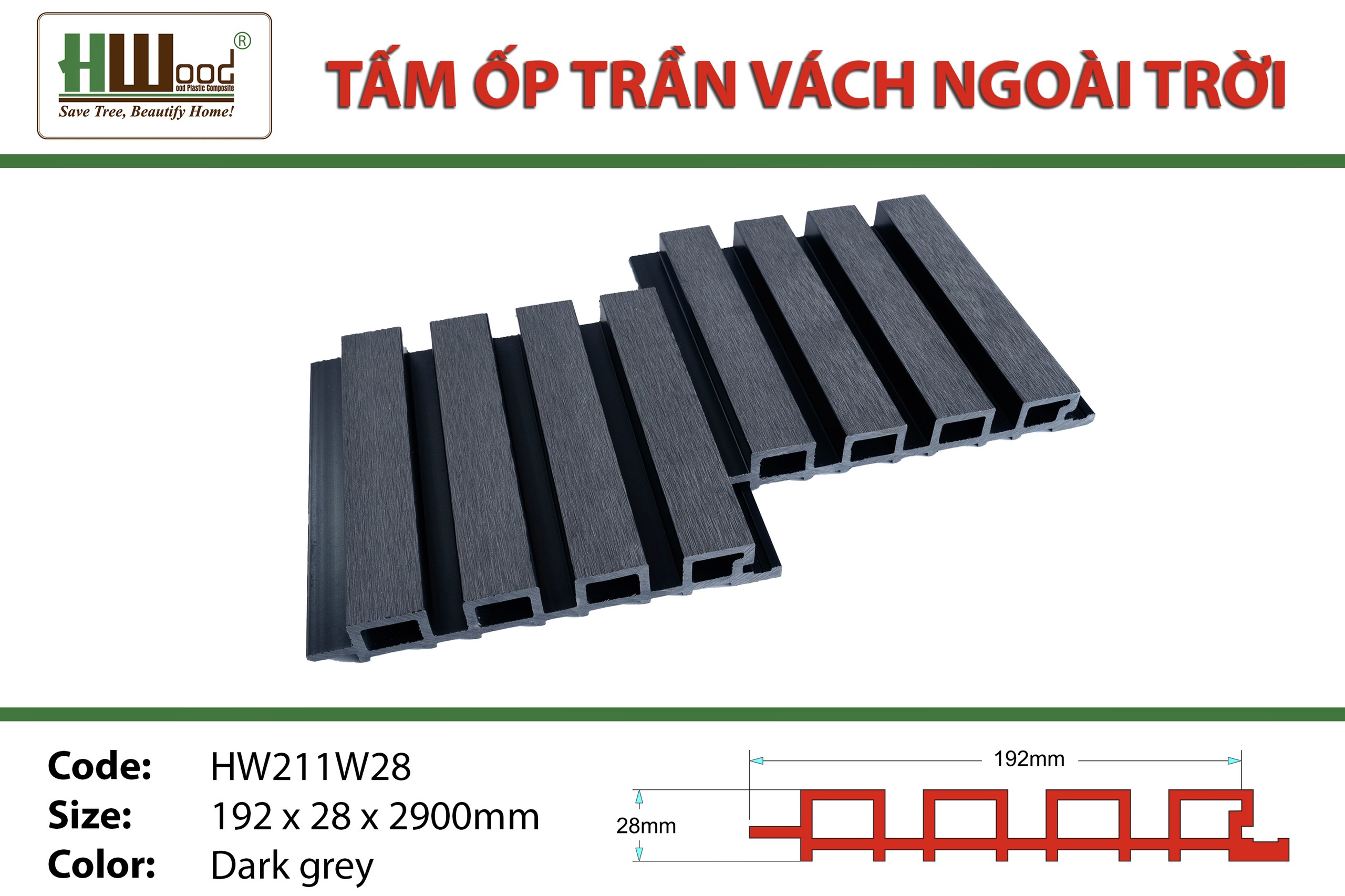 Kho nhựa ốp tường ốp trần ngoài trời Hwood Bình Dương